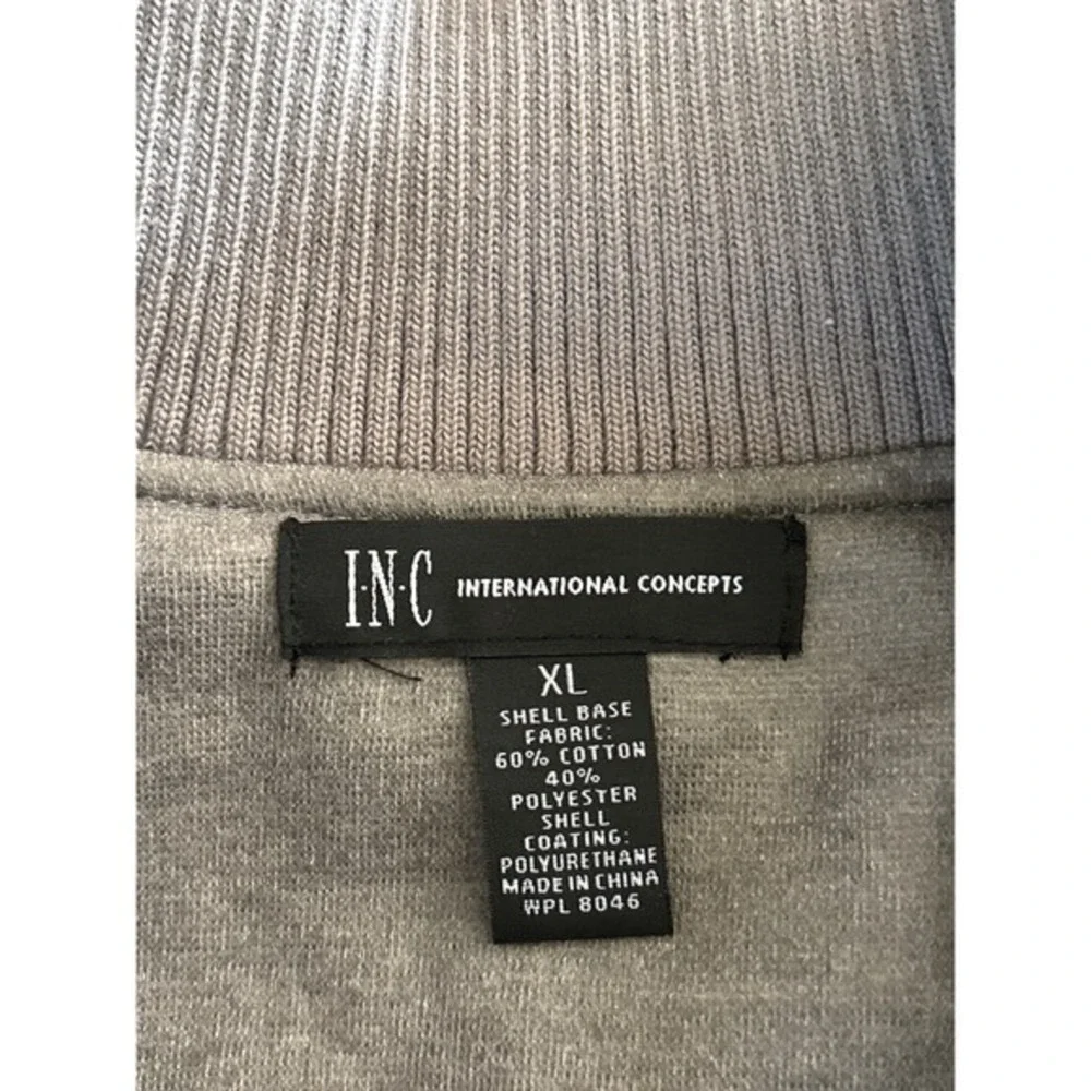 INC International Concepts Bomber Jacket Mens XL Gray‎ Full Zip Fleece Lined